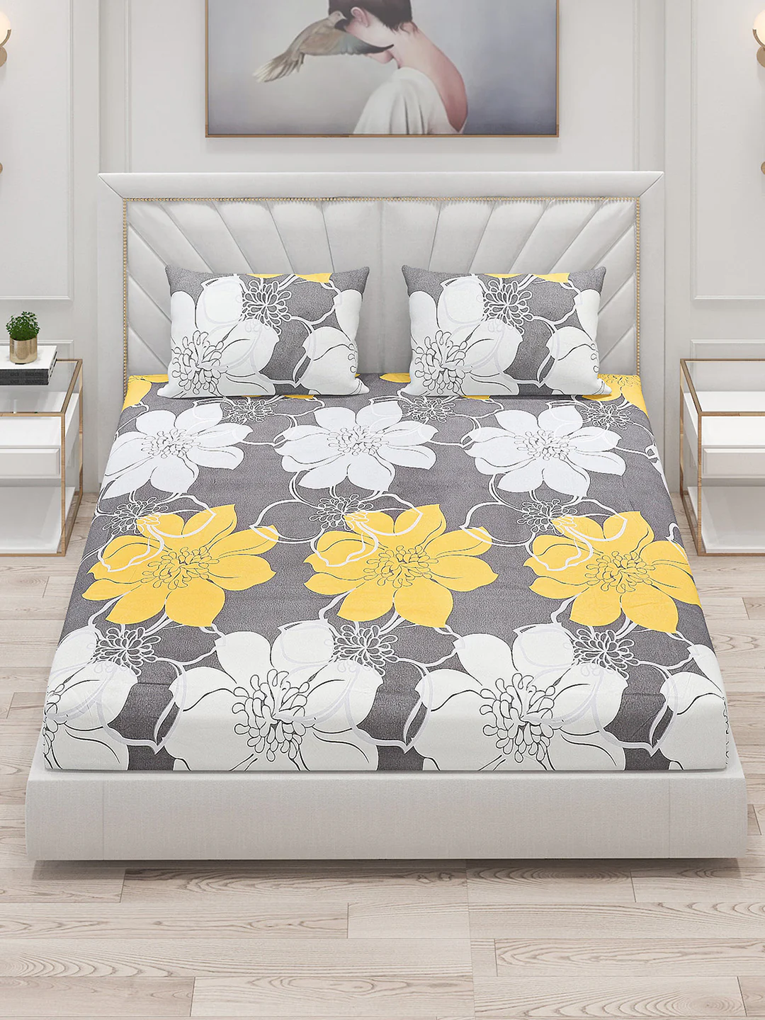 120 GSM Polyester Double Bed Bedsheet with 2 Pillow Covers - Updated - Updated - Image 2