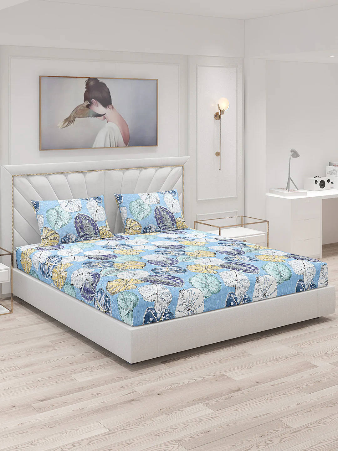 120 GSM Polyester Double Bed Bedsheet with 2 Pillow Covers - Updated - Updated