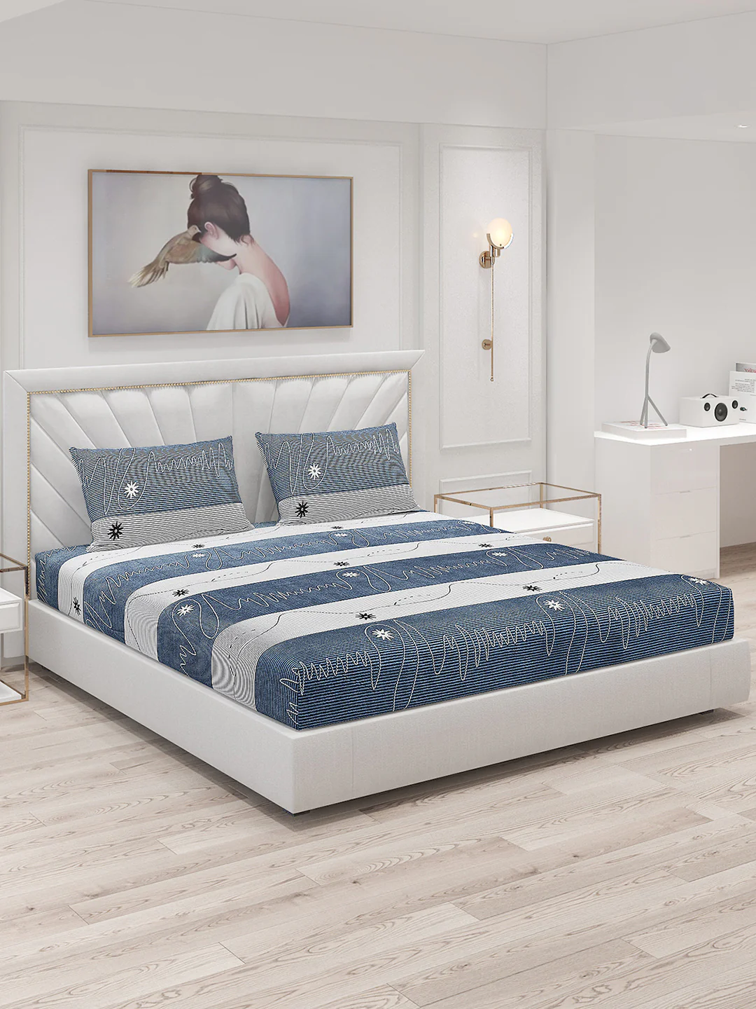 120 GSM Polyester Double Bed Bedsheet with 2 Pillow Covers - Updated - Updated