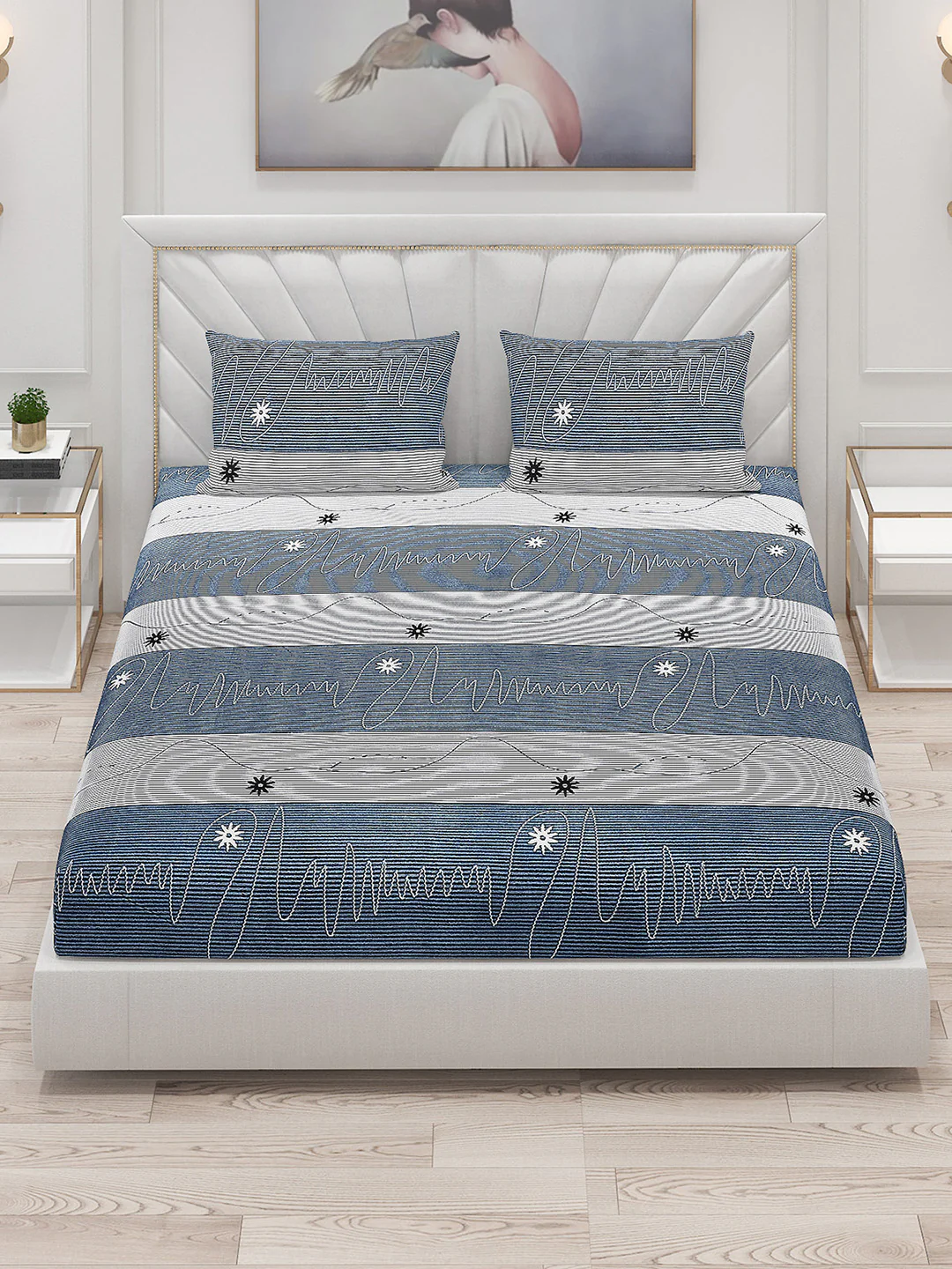 120 GSM Polyester Double Bed Bedsheet with 2 Pillow Covers - Updated - Updated - Image 2