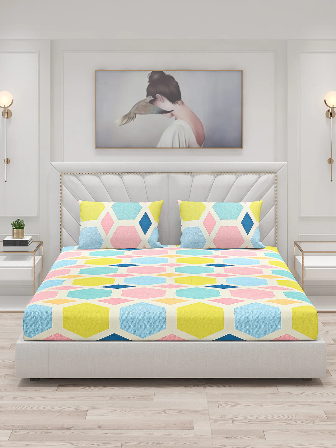 120 GSM  Polyester Double Bed Bedsheet with 2 Pillow Covers - Updated - Updated - Image 3