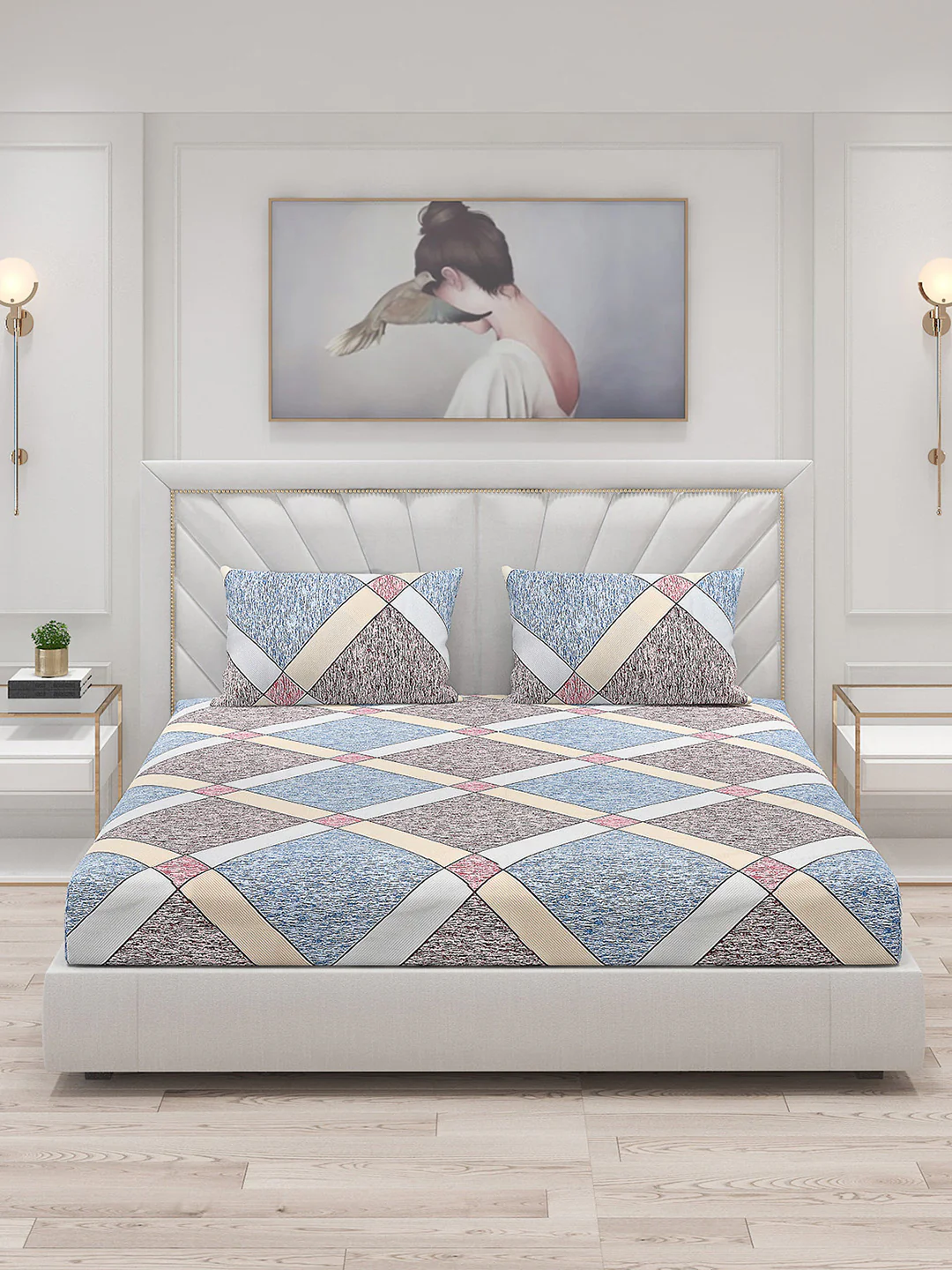 120 GSM Polyester Double Bed Bedsheet with 2 Pillow Covers - Updated - Image 3