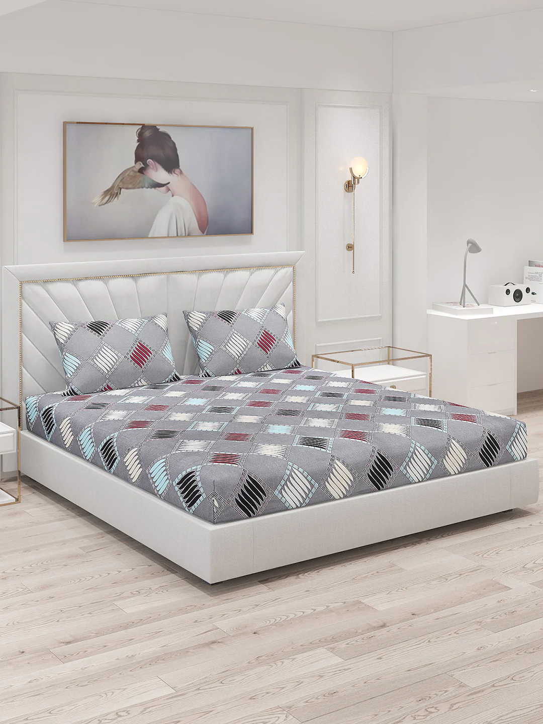 120 GSM Polyester Double Bed Bedsheet with 2 Pillow Covers - Updated - Updated