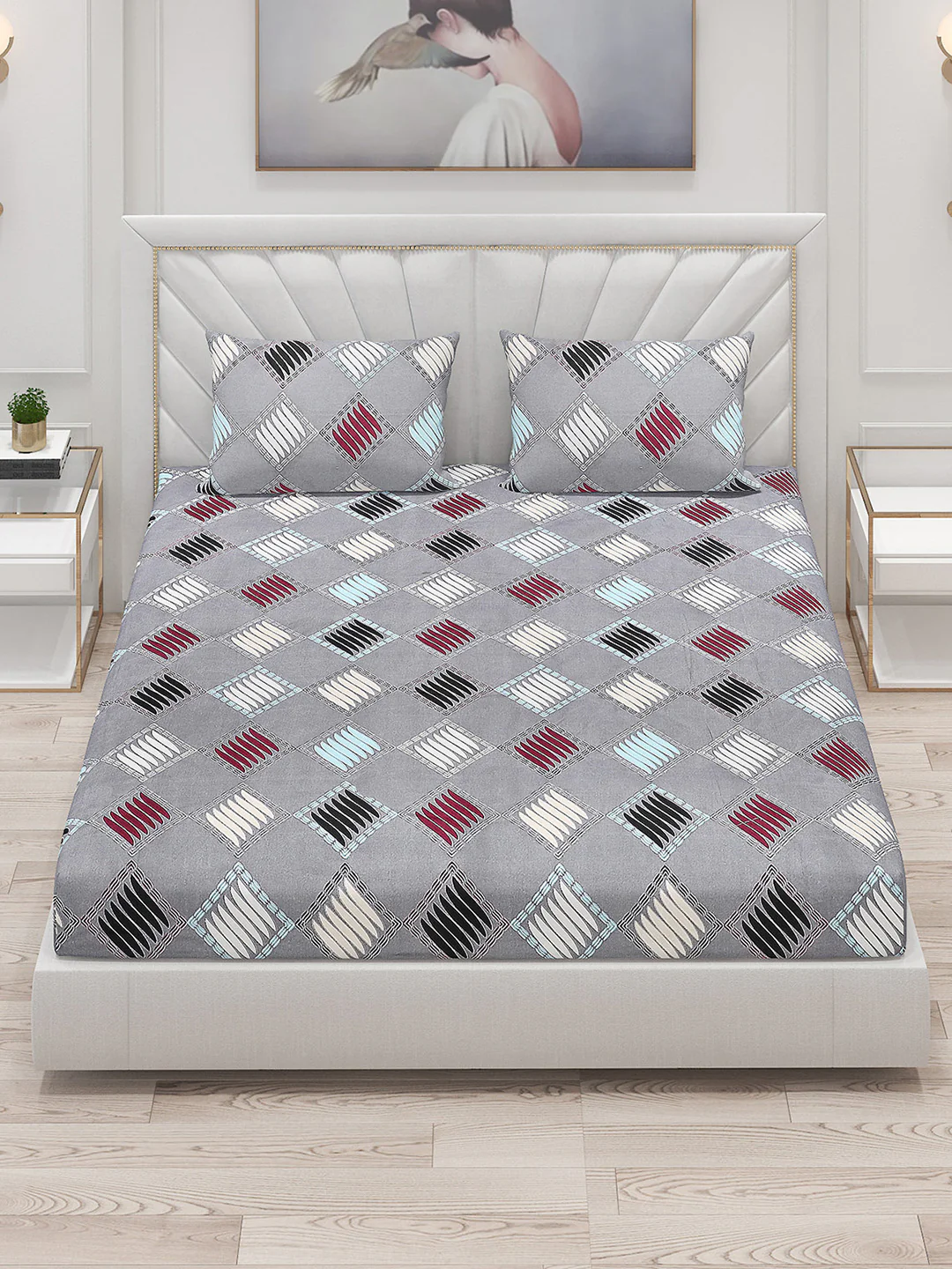 120 GSM Polyester Double Bed Bedsheet with 2 Pillow Covers - Updated - Updated - Image 2