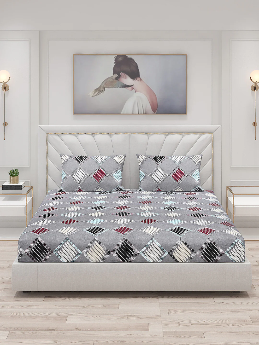 120 GSM Polyester Double Bed Bedsheet with 2 Pillow Covers - Updated - Updated - Image 3