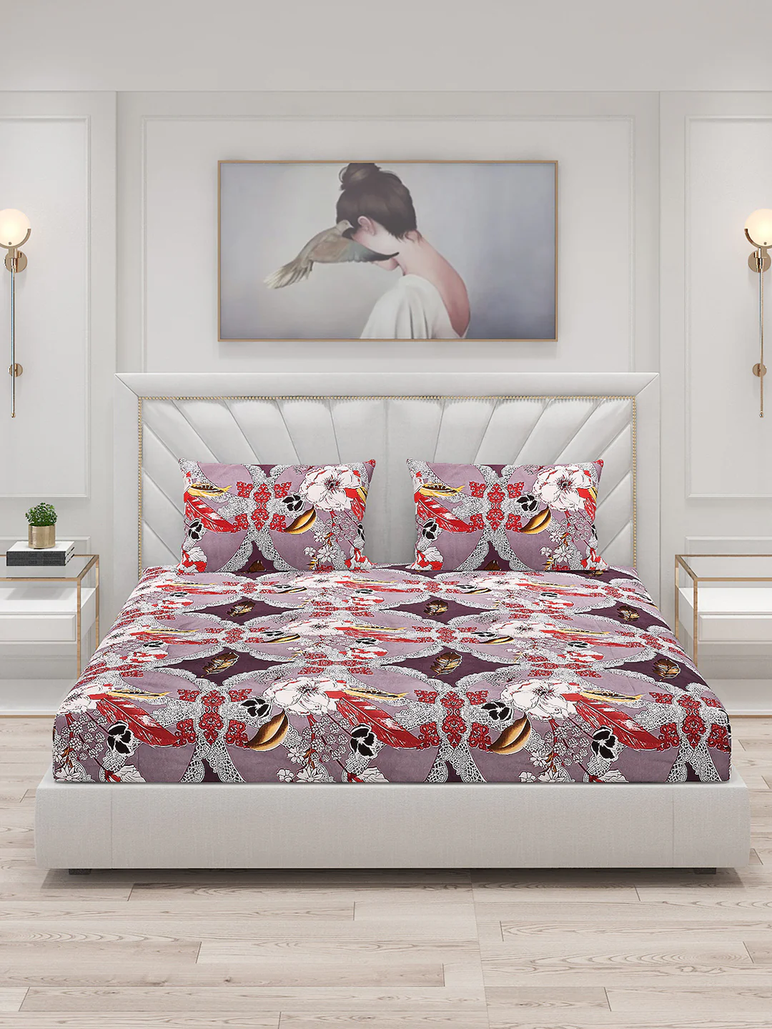 120 GSM Polyester Double Bed Bedsheet with 2 Pillow Covers - Updated - Image 3