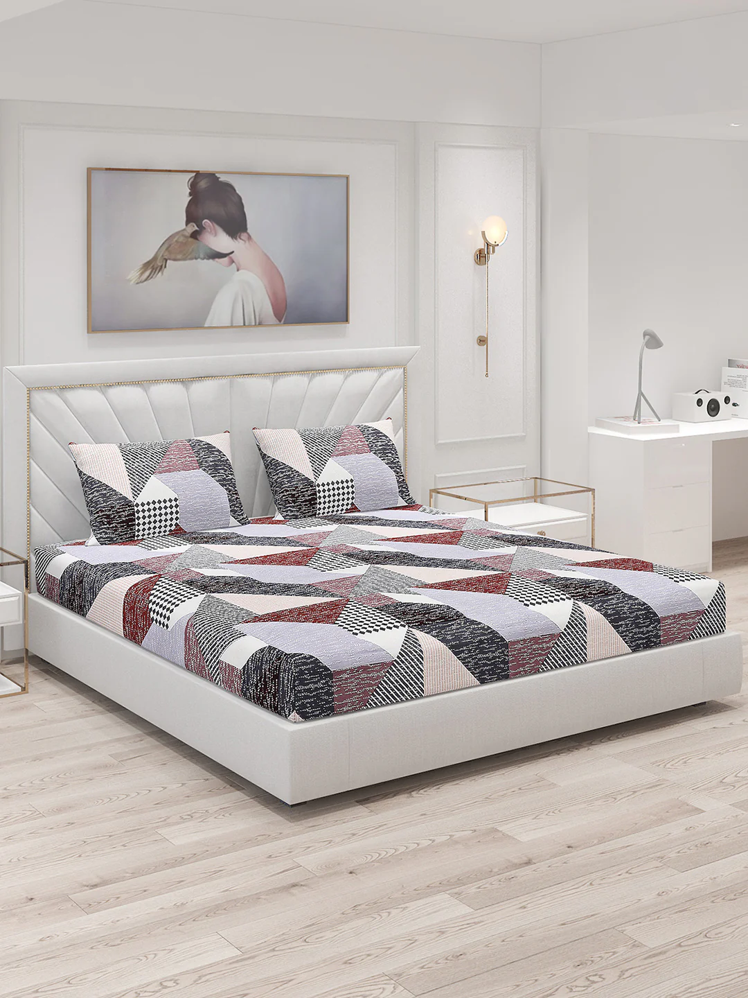 120 GSM Polyester Double Bed Bedsheet with 2 Pillow Covers - Updated - Updated