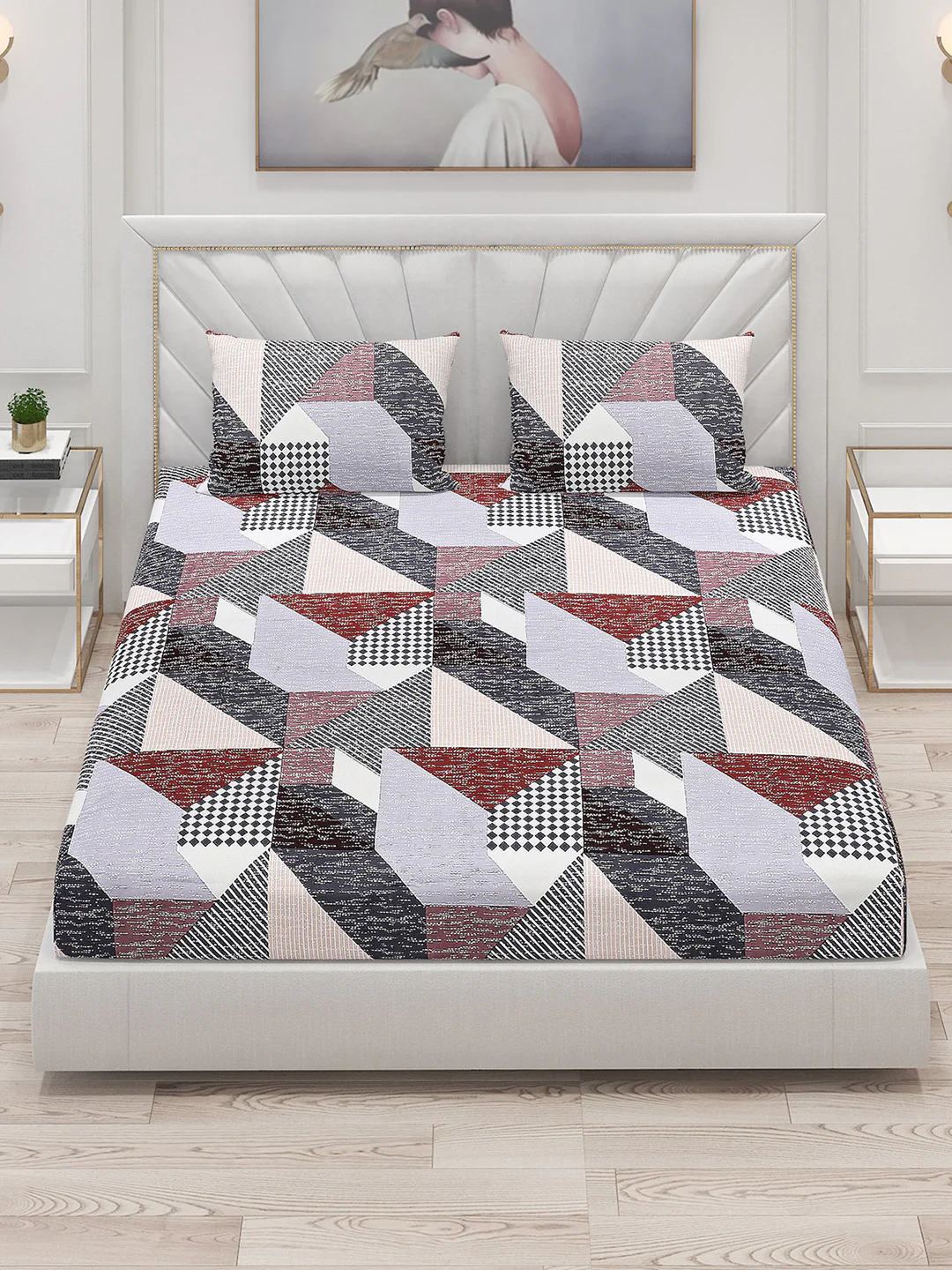 120 GSM Polyester Double Bed Bedsheet with 2 Pillow Covers - Updated - Updated - Image 2