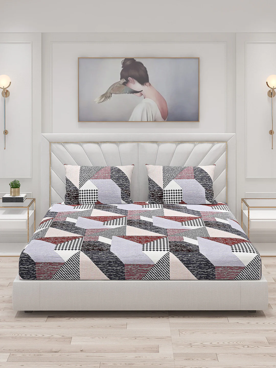 120 GSM Polyester Double Bed Bedsheet with 2 Pillow Covers - Updated - Updated - Image 3