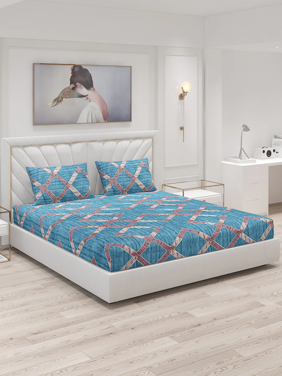 120 GSM Polyester Double Bed Bedsheet with 2 Pillow Covers - Updated - Updated