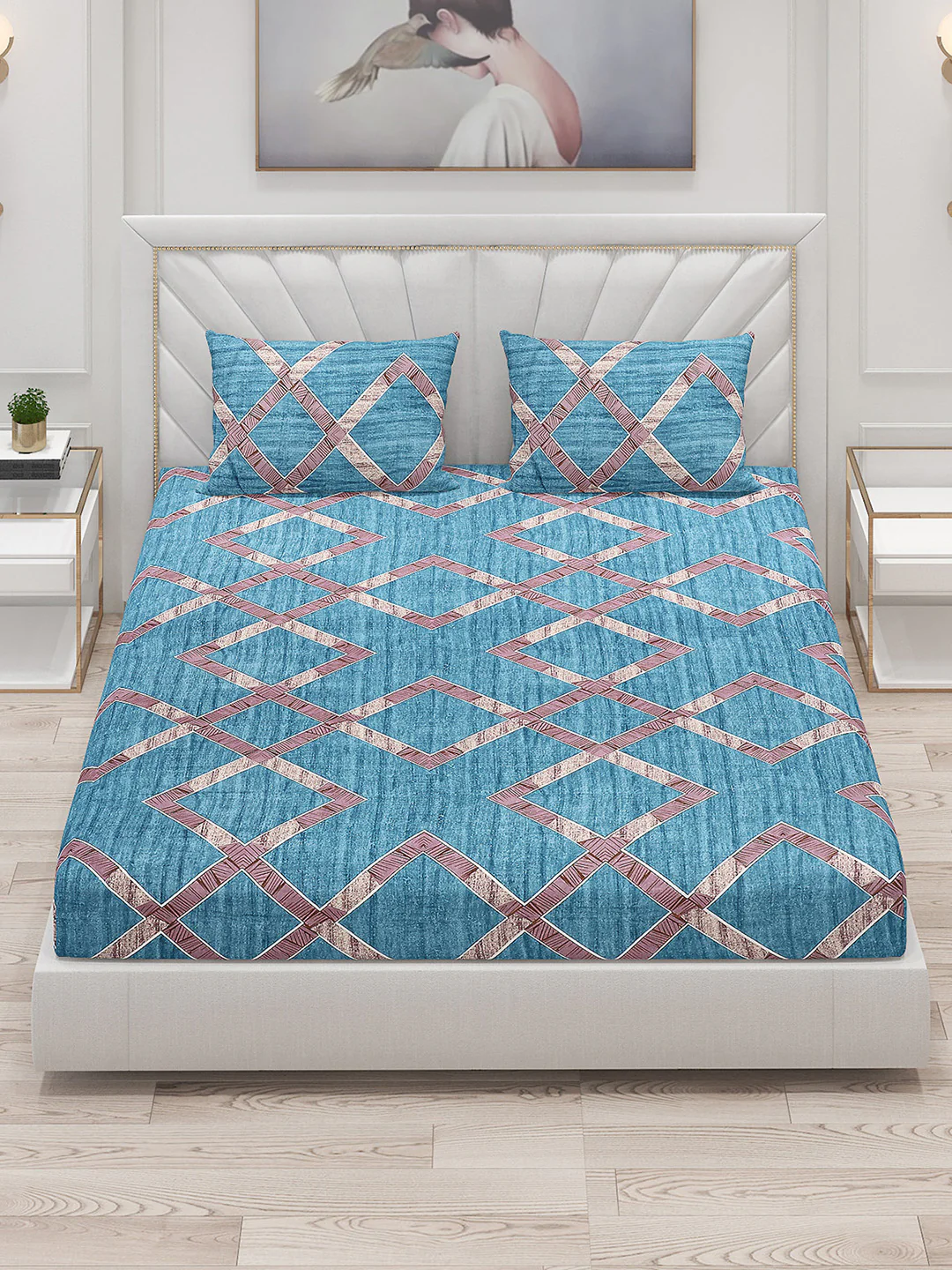 120 GSM Polyester Double Bed Bedsheet with 2 Pillow Covers - Updated - Updated - Image 2