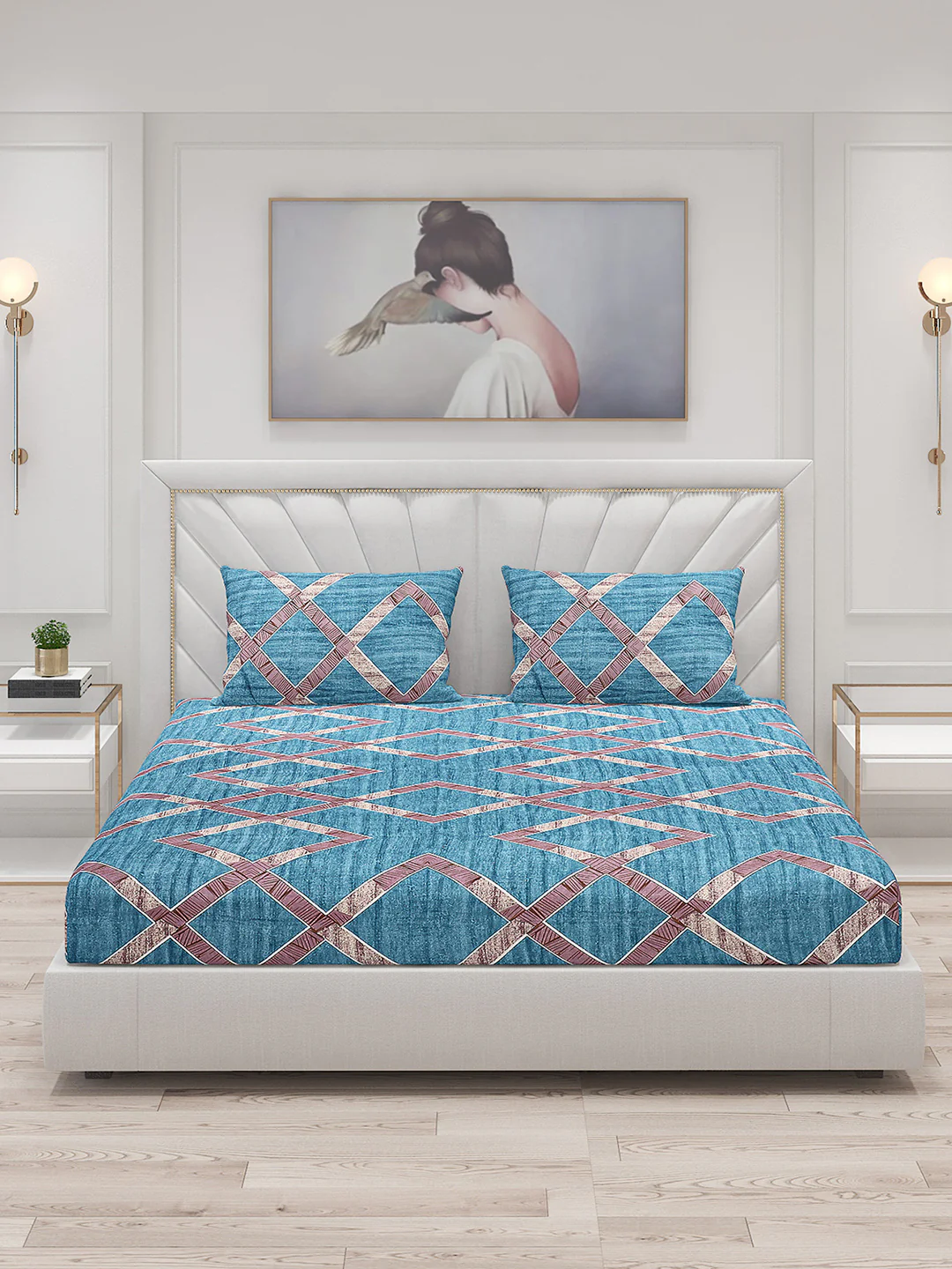 120 GSM Polyester Double Bed Bedsheet with 2 Pillow Covers - Updated - Updated - Image 3
