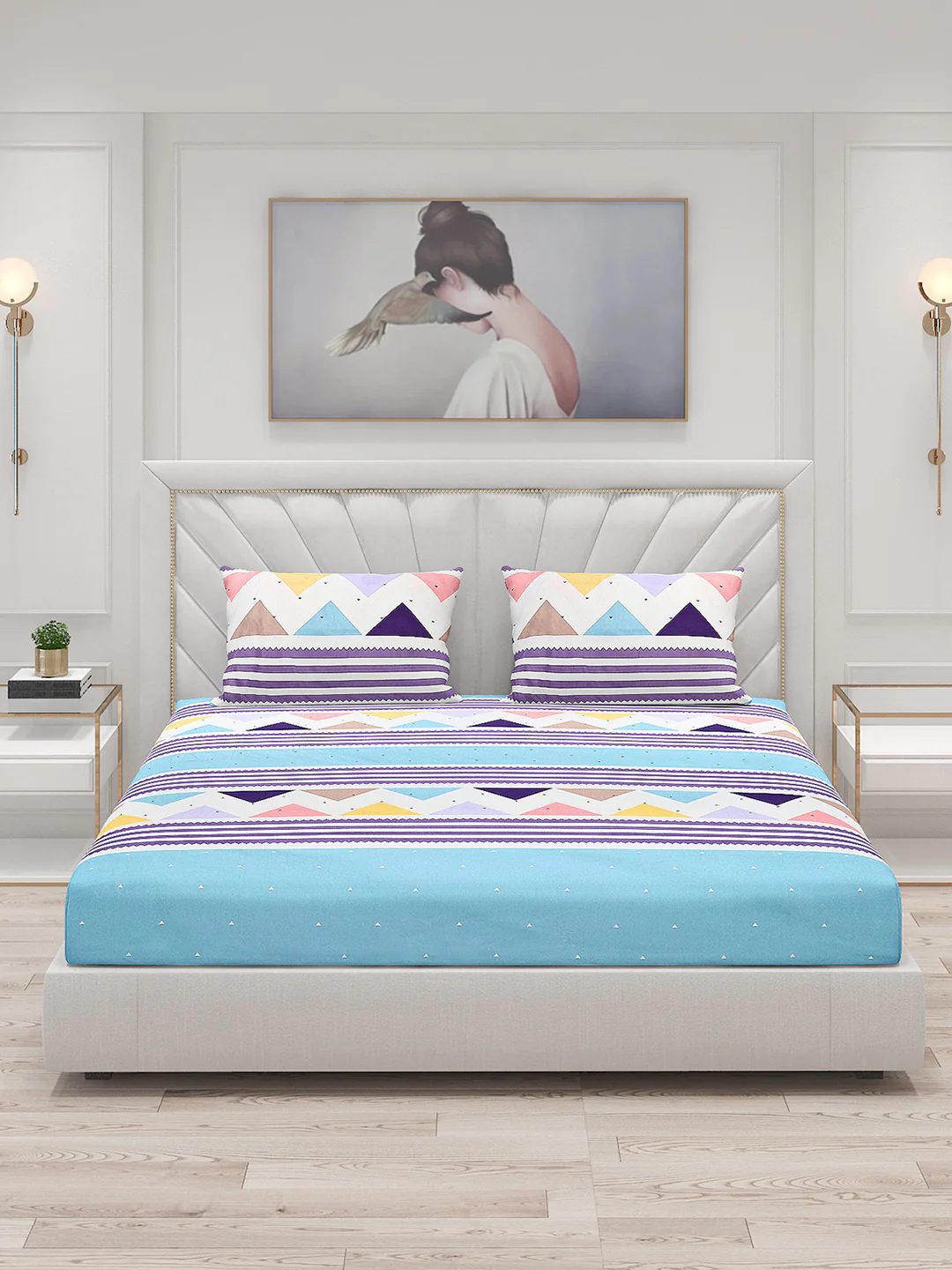 120 GSM Polyester Double Bed Bedsheet with 2 Pillow Covers - Updated - Updated - Image 3