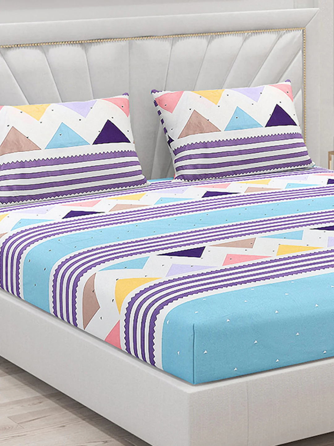 120 GSM Polyester Double Bed Bedsheet with 2 Pillow Covers - Updated - Updated - Image 5