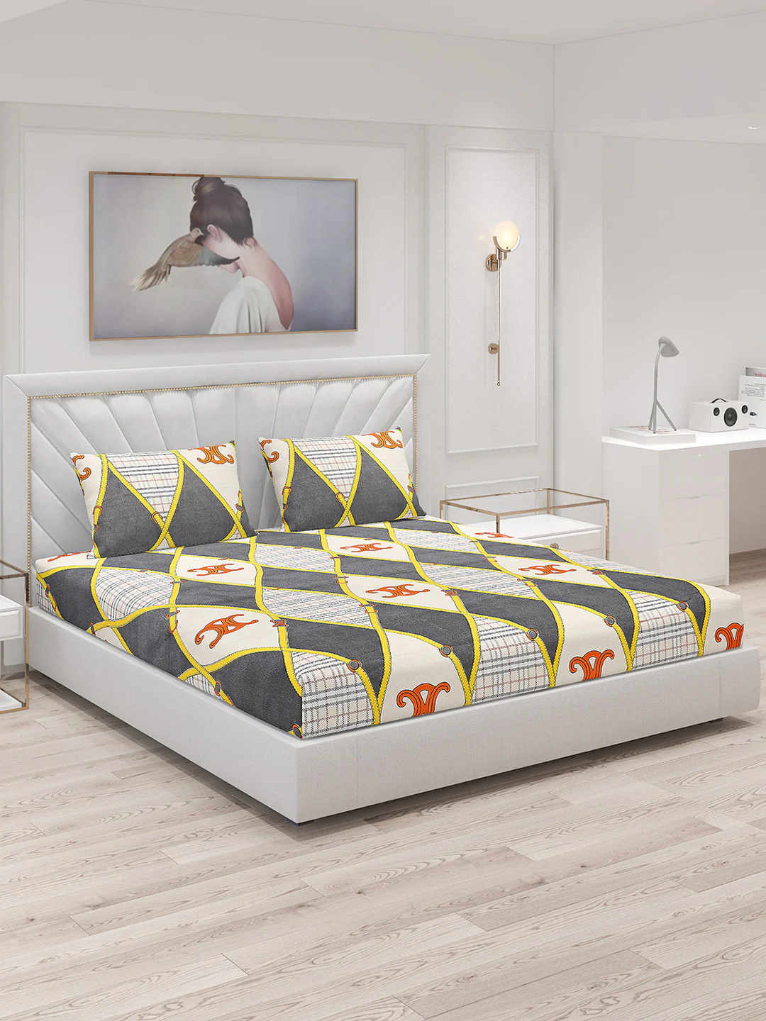 120 GSM Polyester Double Bed Bedsheet with 2 Pillow Covers - Updated - Updated