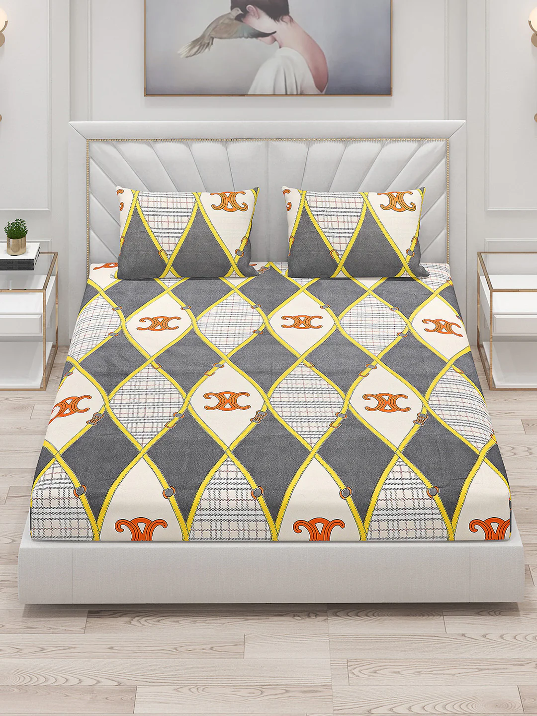 120 GSM Polyester Double Bed Bedsheet with 2 Pillow Covers - Updated - Updated - Image 2