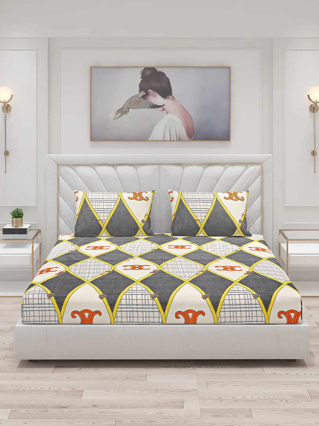 120 GSM Polyester Double Bed Bedsheet with 2 Pillow Covers - Updated - Updated - Image 3