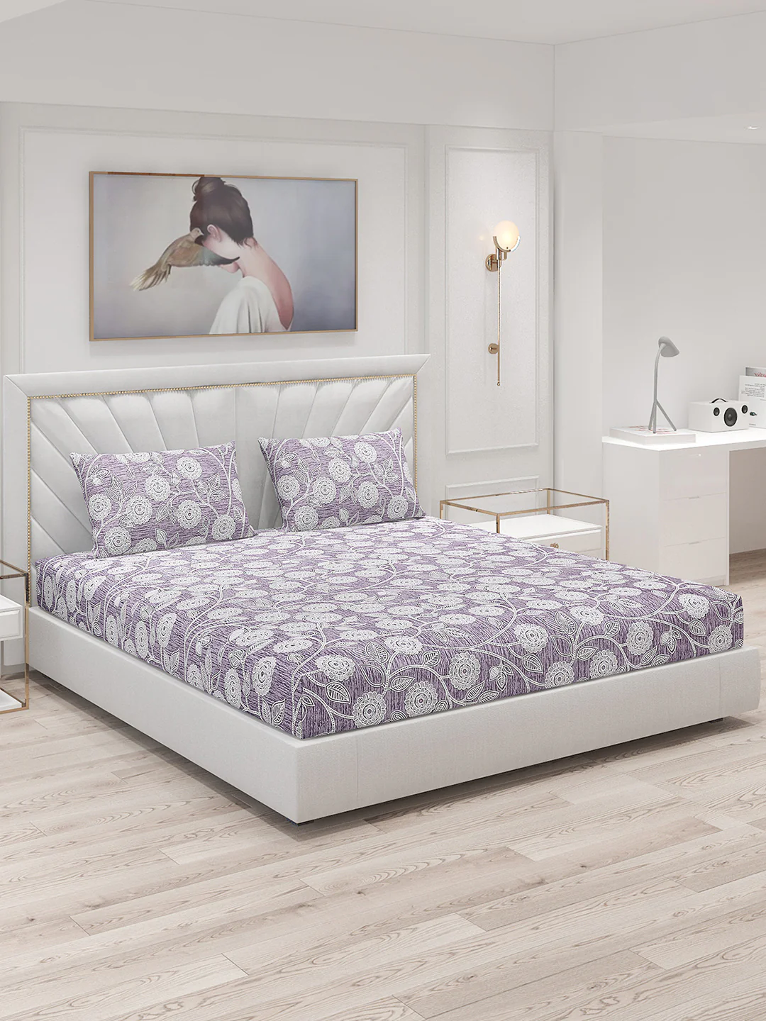 120 GSM Polyester Double Bed Bedsheet with 2 Pillow Covers - Updated - Updated