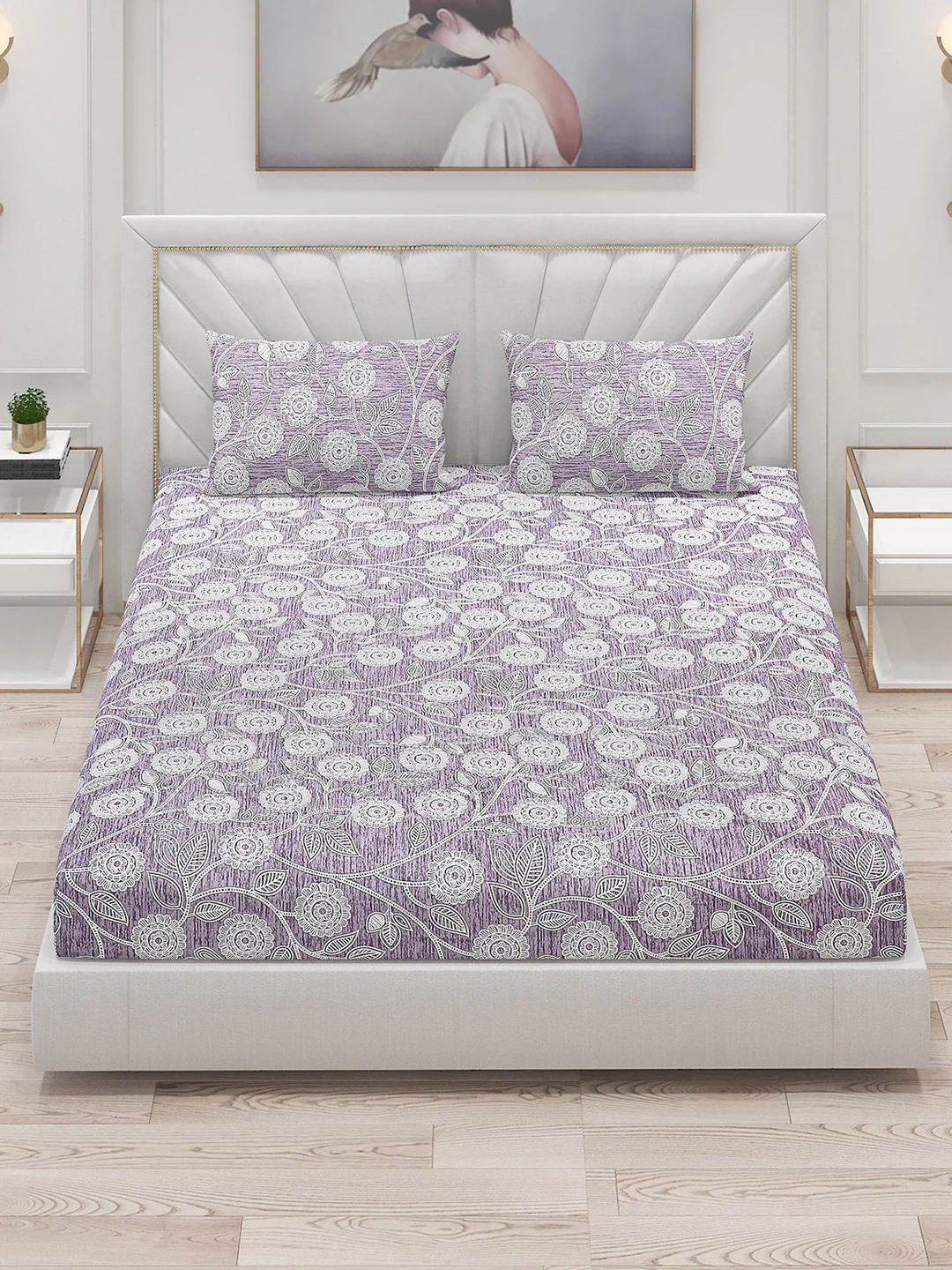 120 GSM Polyester Double Bed Bedsheet with 2 Pillow Covers - Updated - Updated - Image 2