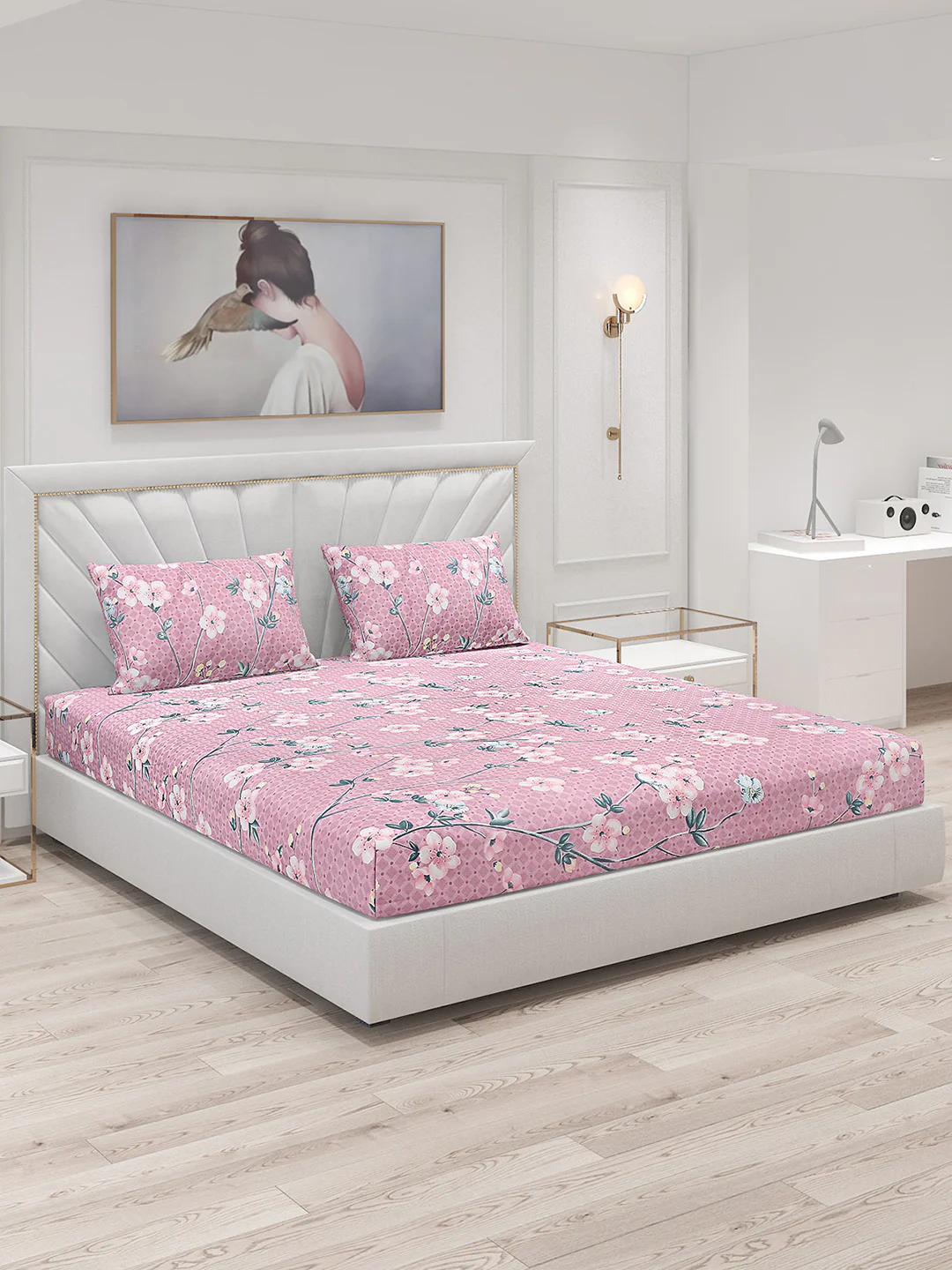 120 GSM Polyester Double Bed Bedsheet with 2 Pillow Covers - Updated - Updated