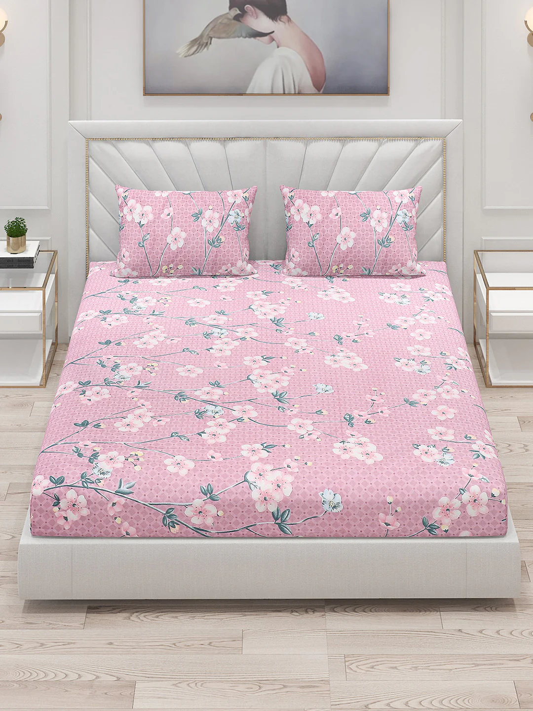 120 GSM Polyester Double Bed Bedsheet with 2 Pillow Covers - Updated - Updated - Image 2