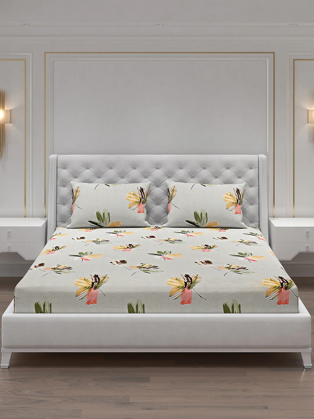 120 GSM  Polyester Double Bed Bedsheet with 2 Pillow Covers - Updated - Updated - Image 3