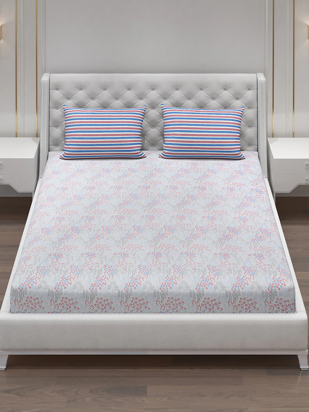120 GSM  Polyester Double Bed Bedsheet with 2 Pillow Covers - Updated - Updated - Image 2