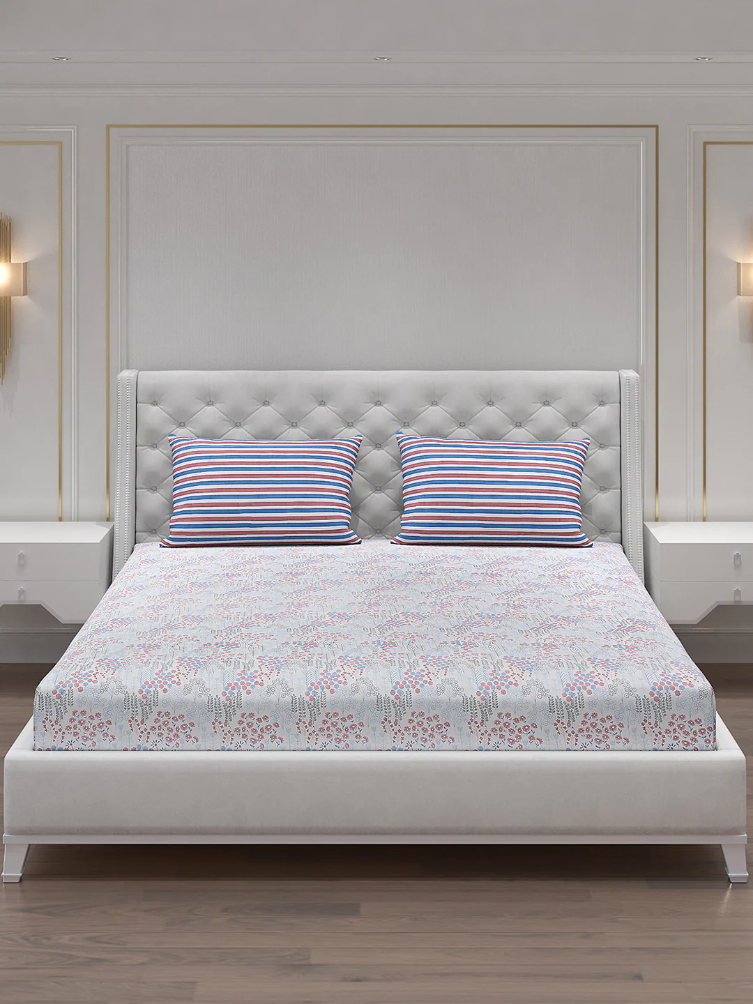120 GSM  Polyester Double Bed Bedsheet with 2 Pillow Covers - Updated - Updated - Image 3