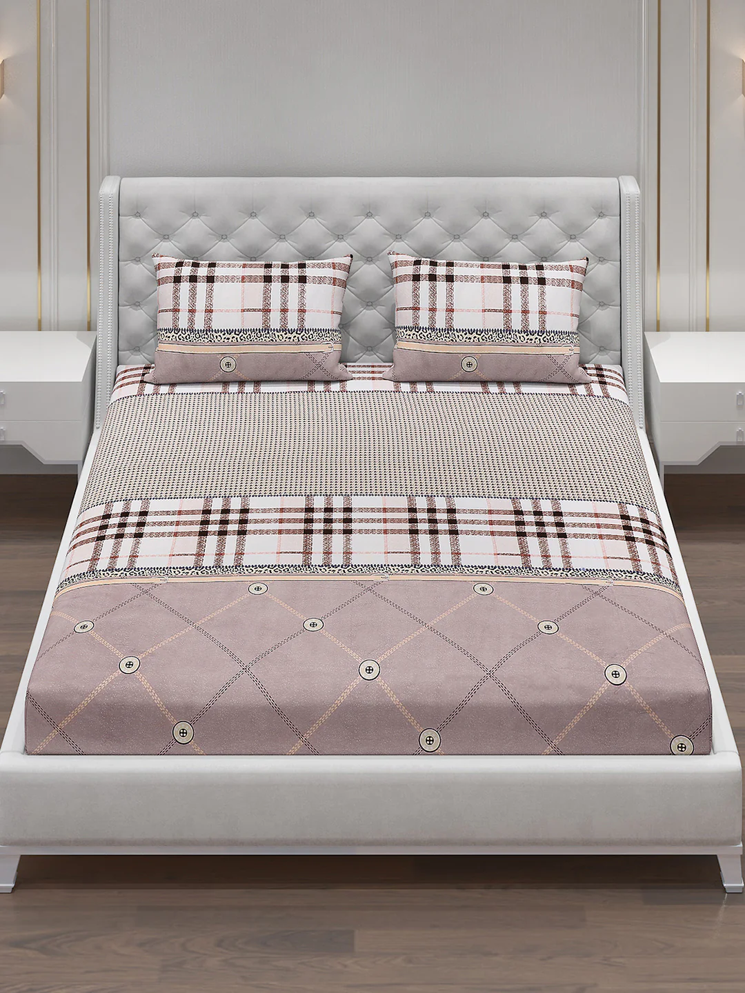 120 GSM  Polyester Double Bed Bedsheet with 2 Pillow Covers - Updated - Updated - Image 2