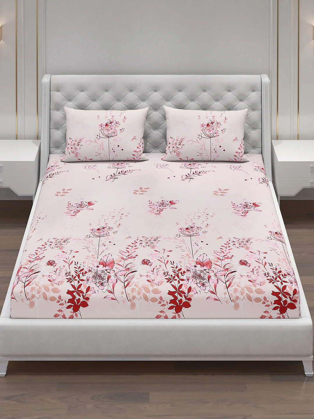 120 GSM  Polyester Double Bed Bedsheet with 2 Pillow Covers - Updated - Updated - Image 2