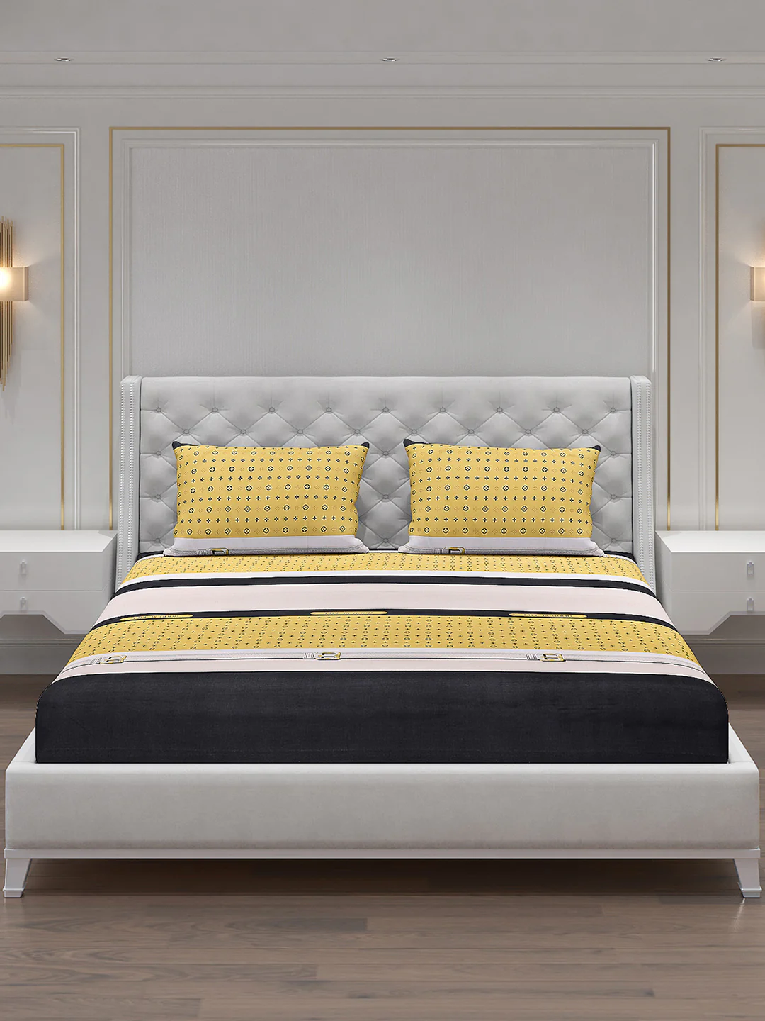 120 GSM  Polyester Double Bed Bedsheet with 2 Pillow Covers - Updated - Updated - Image 3