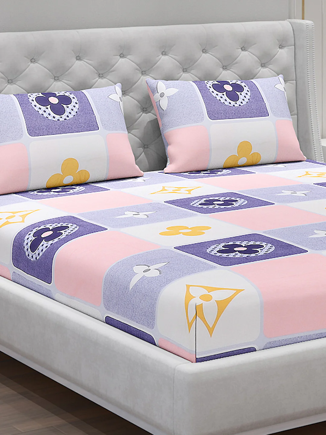 120 GSM  Polyester Double Bed Bedsheet with 2 Pillow Covers - Updated - Updated - Image 5