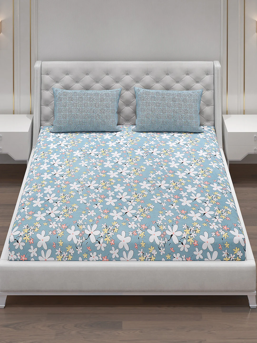 120 GSM  Polyester Double Bed Bedsheet with 2 Pillow Covers - Updated - Updated - Image 2