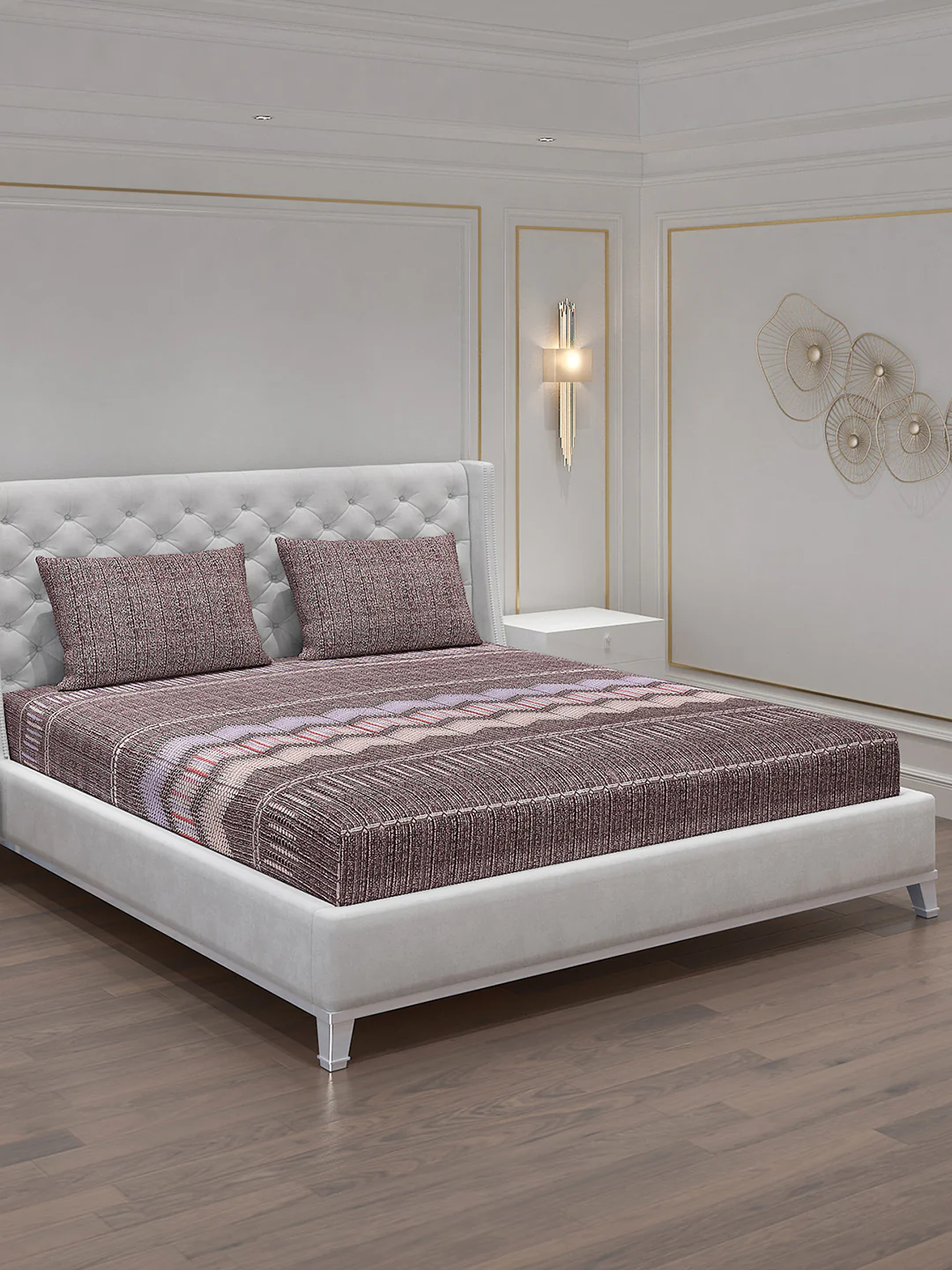 120 GSM  Polyester Double Bed Bedsheet with 2 Pillow Covers - Updated - Updated - Image 2