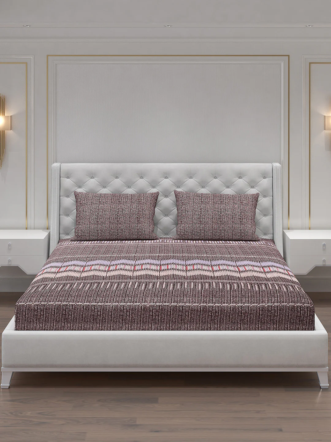 120 GSM  Polyester Double Bed Bedsheet with 2 Pillow Covers - Updated - Updated - Image 4