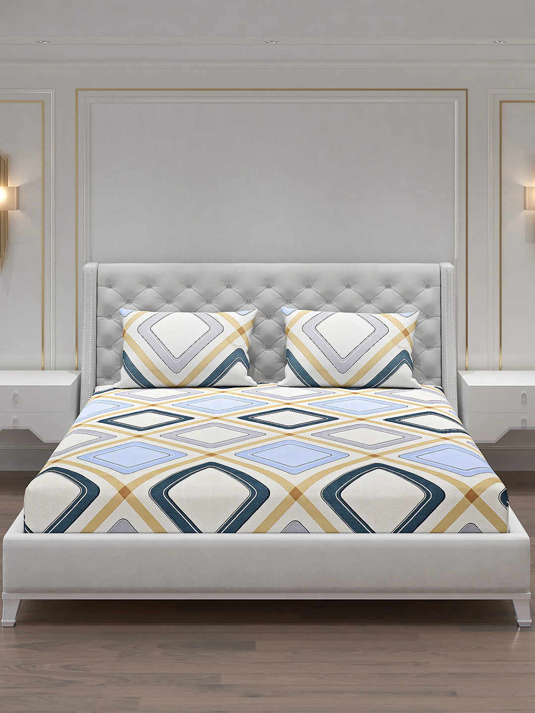 120 GSM  Polyester Double Bed Bedsheet with 2 Pillow Covers - Updated - Updated - Image 3