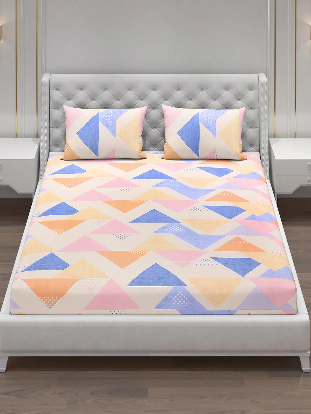 120 GSM  Polyester Double Bed Bedsheet with 2 Pillow Covers - Updated - Updated - Image 2
