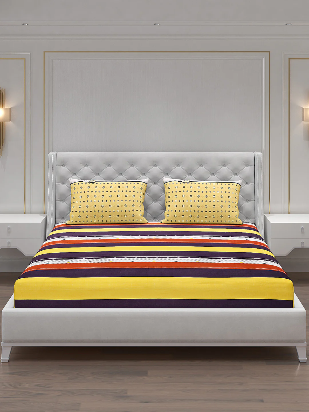 120 GSM  Polyester Double Bed Bedsheet with 2 Pillow Covers - Updated - Updated - Image 3