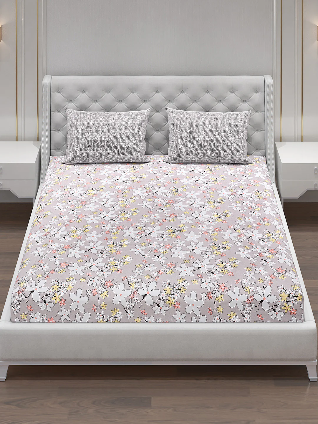 120 GSM  Polyester Double Bed Bedsheet with 2 Pillow Covers - Updated - Updated - Image 2