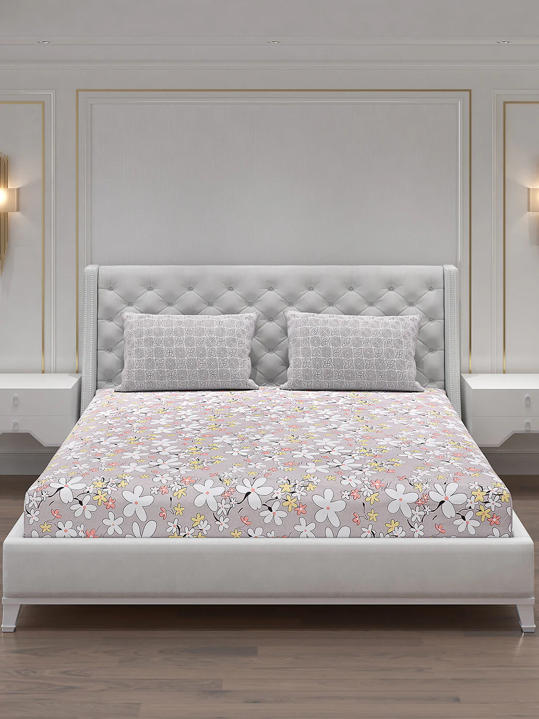 120 GSM  Polyester Double Bed Bedsheet with 2 Pillow Covers - Updated - Updated - Image 3