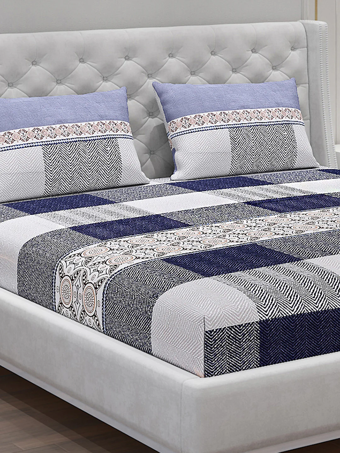120 GSM  Polyester Double Bed Bedsheet with 2 Pillow Covers - Updated - Updated - Image 5