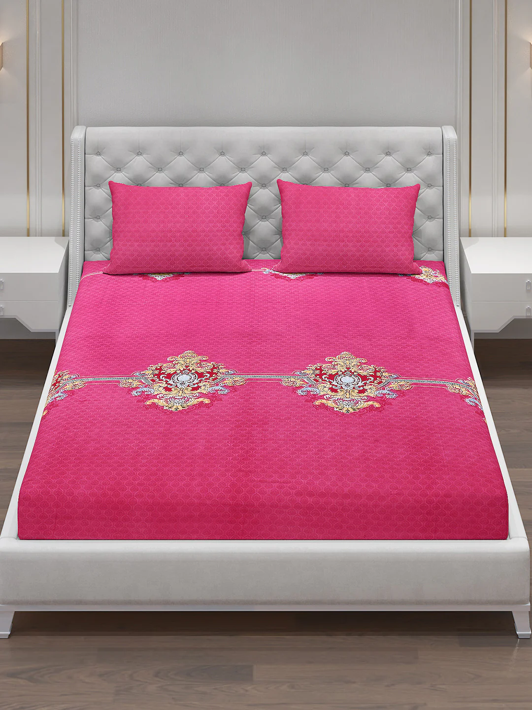 120 GSM  Polyester Double Bed Bedsheet with 2 Pillow Covers - Updated - Updated - Image 2