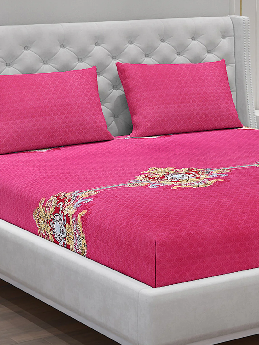120 GSM  Polyester Double Bed Bedsheet with 2 Pillow Covers - Updated - Updated - Image 5