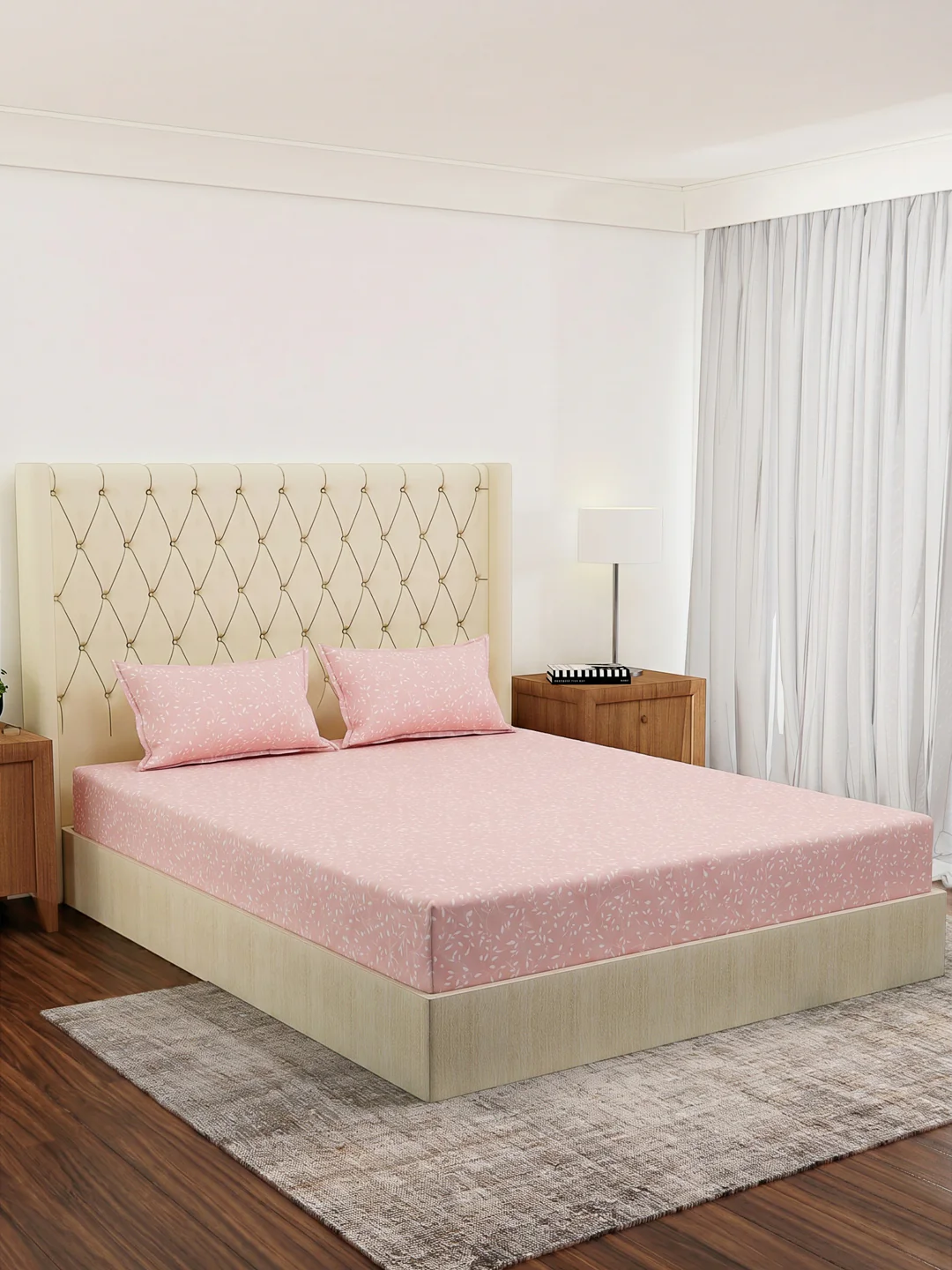 120 GSM Polyester Double Bed Bedsheet with 2 Pillow Covers Clara Collection - Image 2