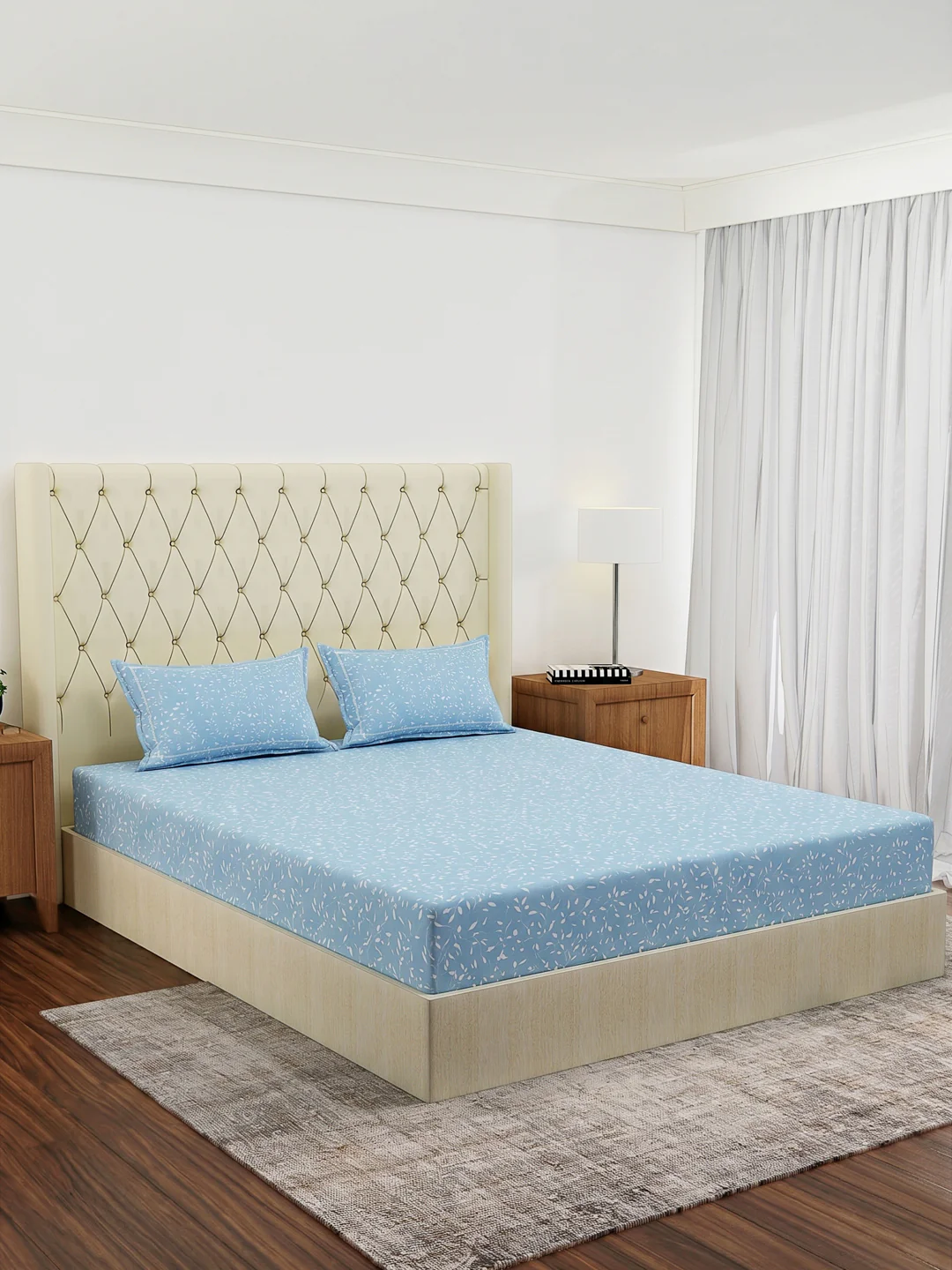120 GSM Polyester Double Bed Bedsheet with 2 Pillow Covers Clara Collection - Image 2