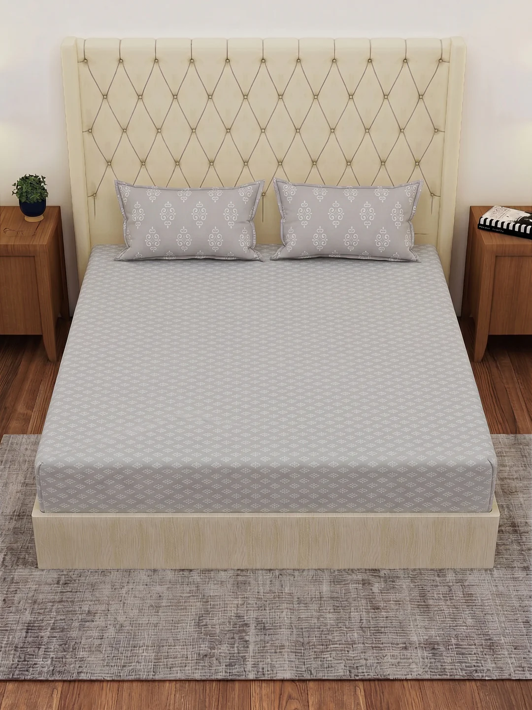 120 GSM Polyester Double Bed Bedsheet with 2 Pillow Covers Clara Collection - Image 4
