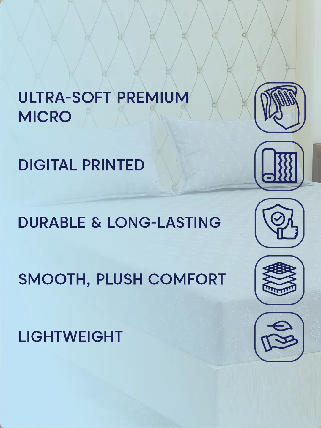 120 GSM Polyester Double Bed Bedsheet with 2 Pillow Covers Clara Collection - Image 9
