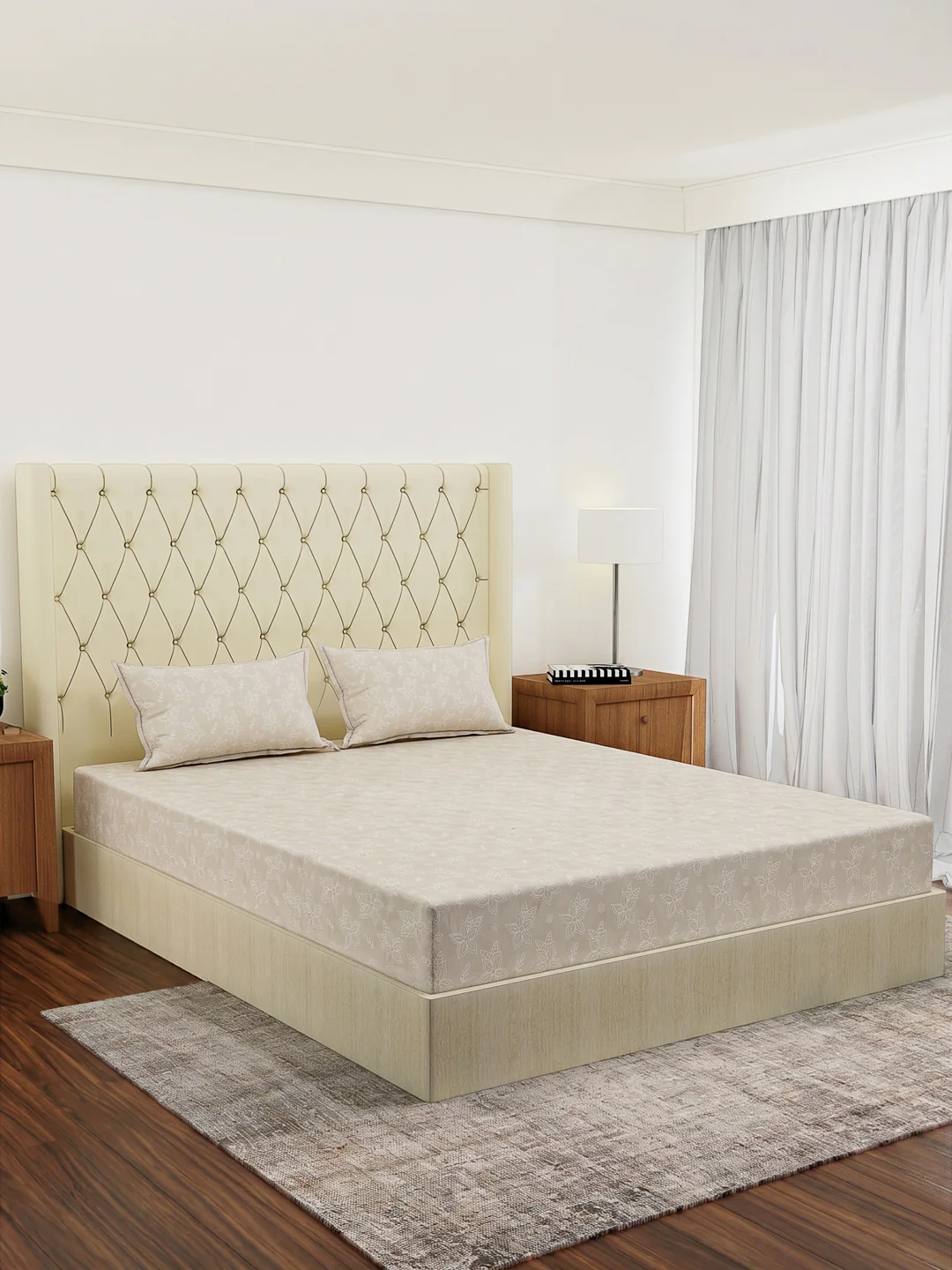 120 GSM Polyester Double Bed Bedsheet with 2 Pillow Covers Clara Collection - Image 2