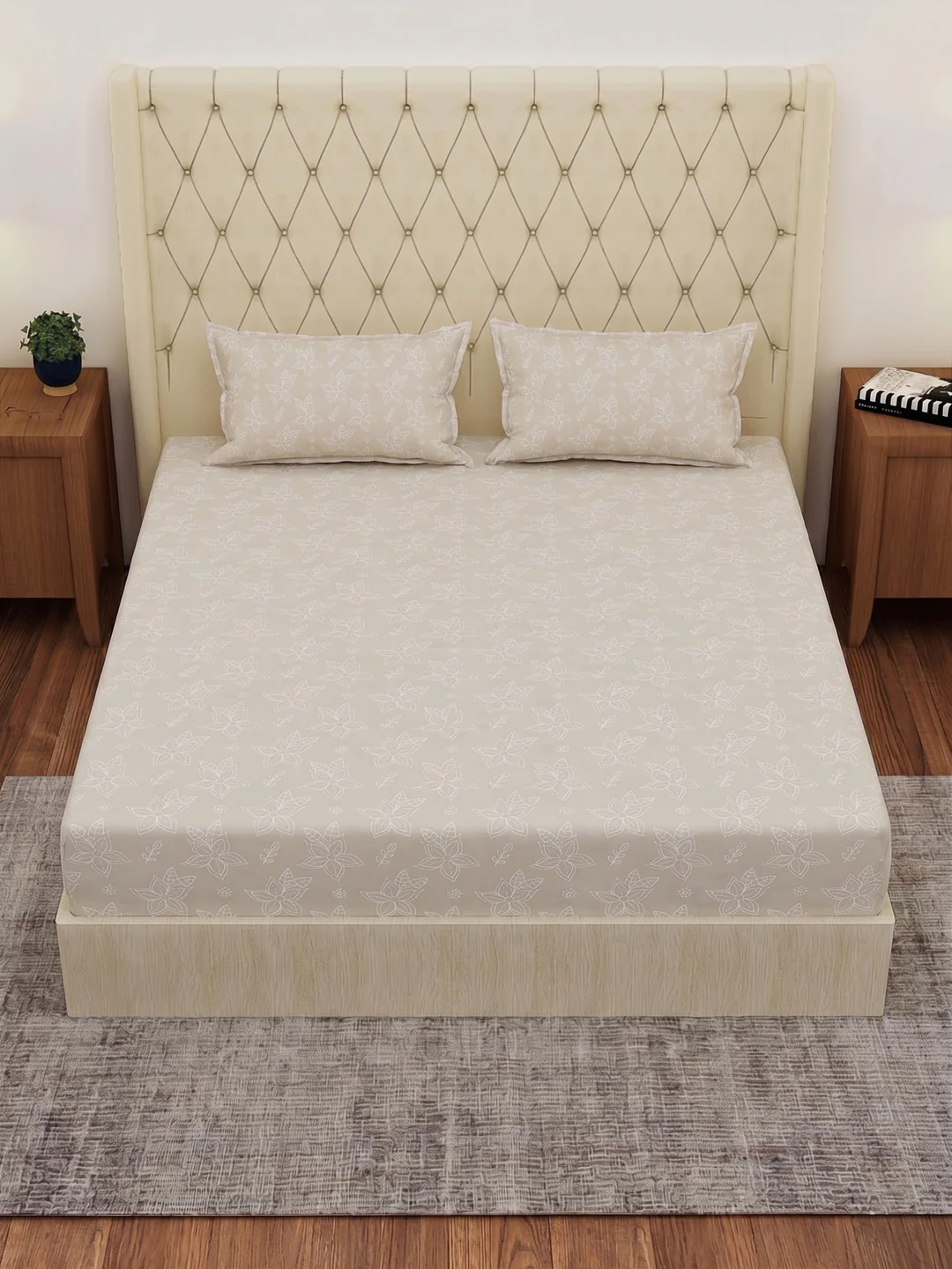 120 GSM Polyester Double Bed Bedsheet with 2 Pillow Covers Clara Collection - Image 4