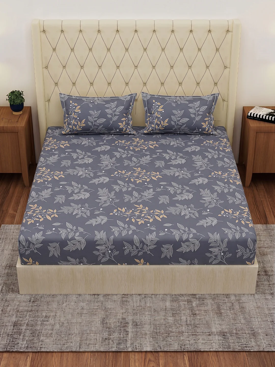 120 GSM Polyester Double Bed Bedsheet with 2 Pillow Covers Clara Collection - Image 4